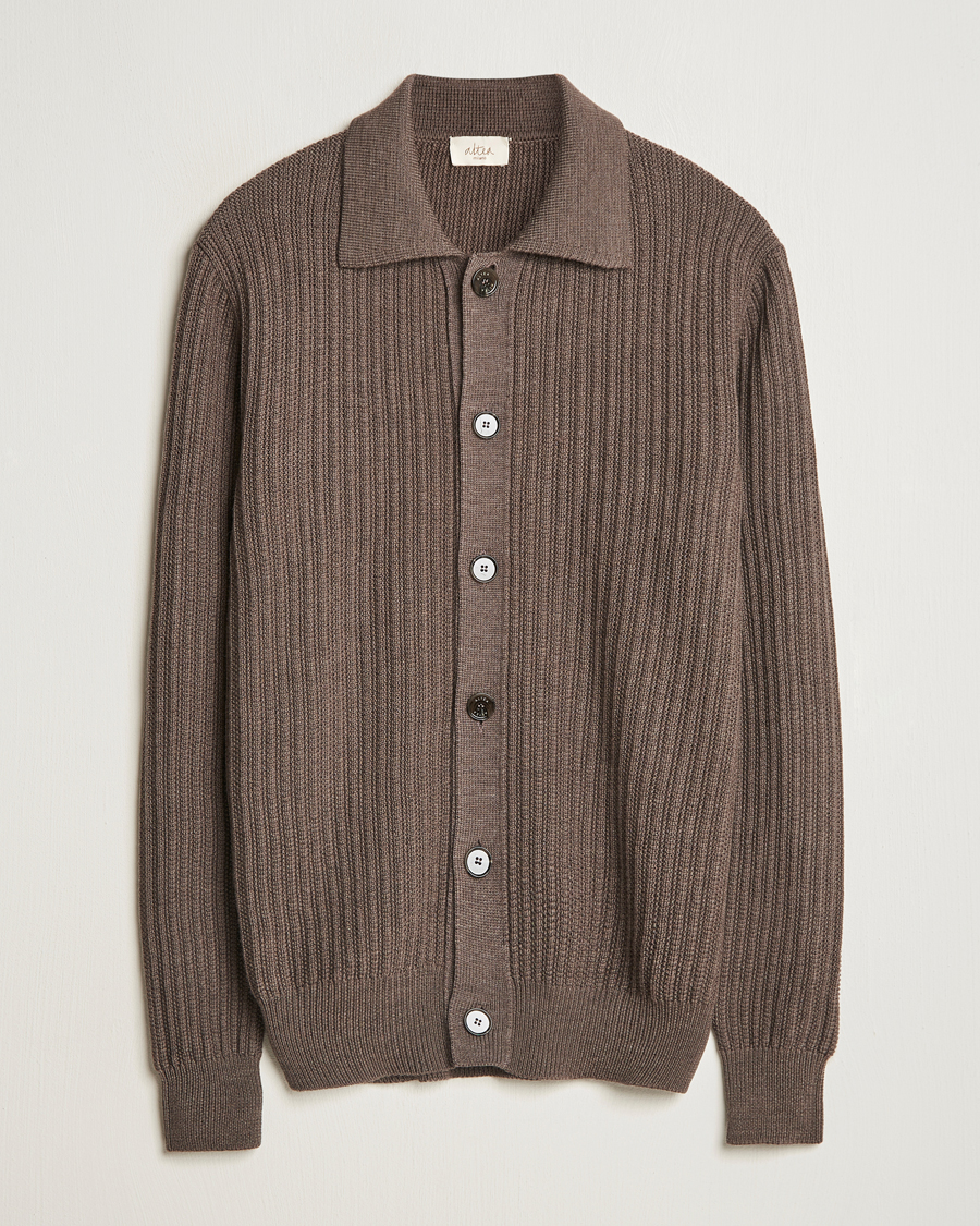 Mies | Puserot | Altea | Rib Wool Cardigan Taupe