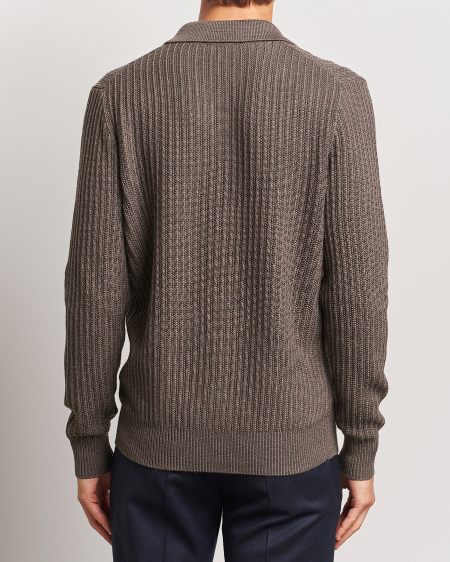 Mies | Puserot | Altea | Rib Wool Cardigan Taupe
