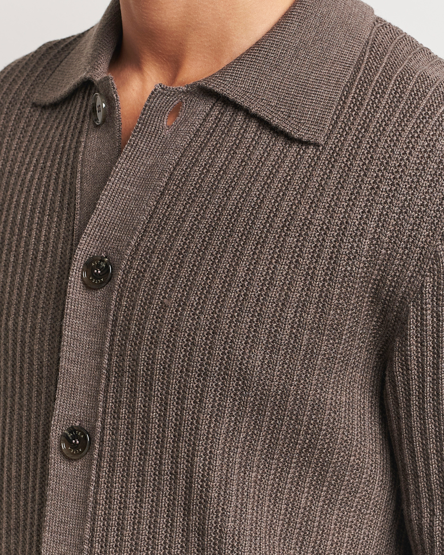 Mies | Puserot | Altea | Rib Wool Cardigan Taupe
