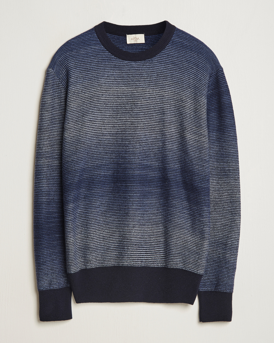 Mies | Puserot | Altea | Jacquard Stripe Sweater Navy