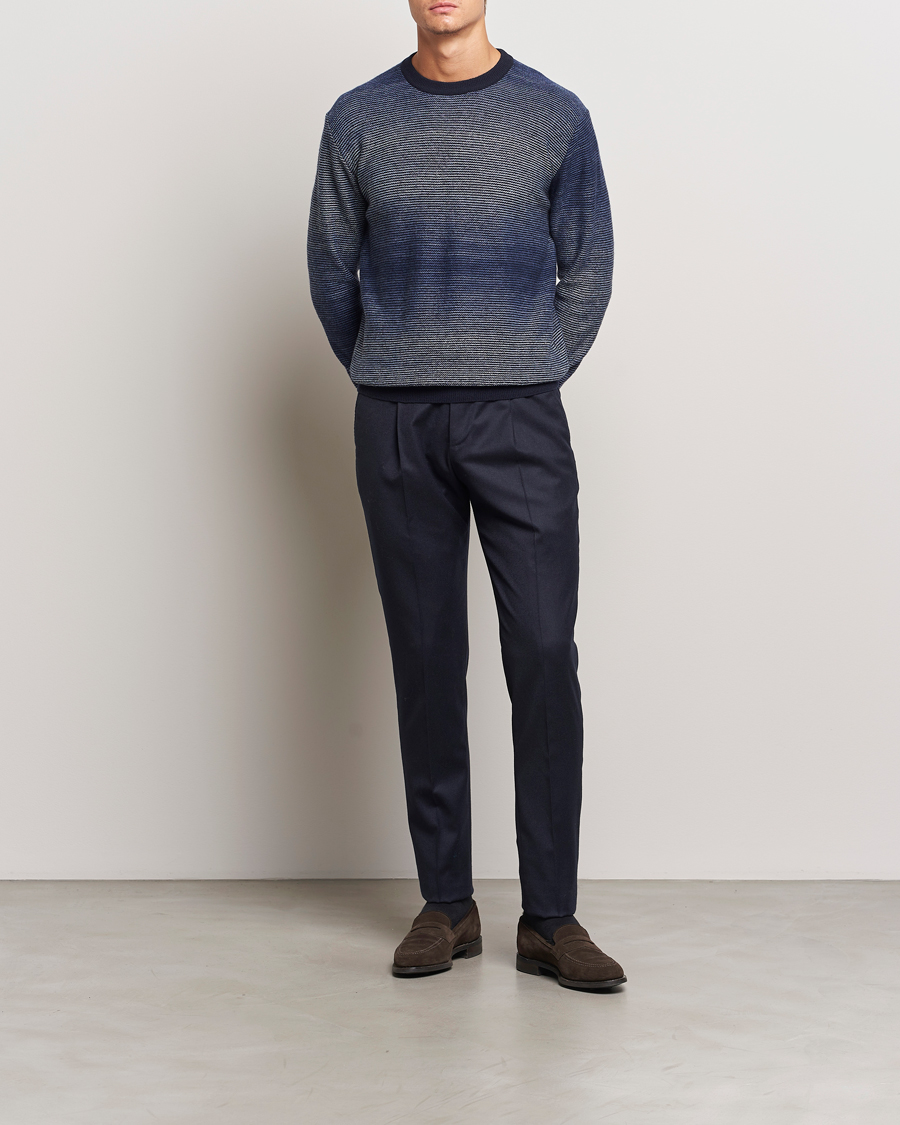 Mies | Puserot | Altea | Jacquard Stripe Sweater Navy