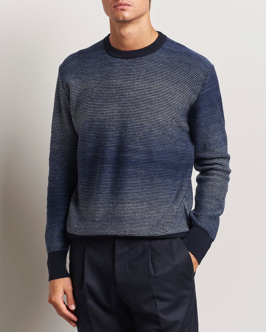 Mies | Puserot | Altea | Jacquard Stripe Sweater Navy