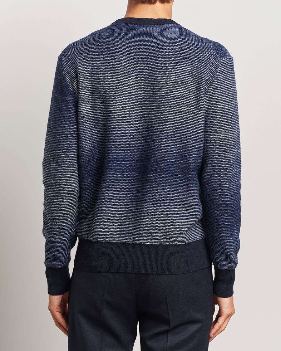 Mies | Puserot | Altea | Jacquard Stripe Sweater Navy