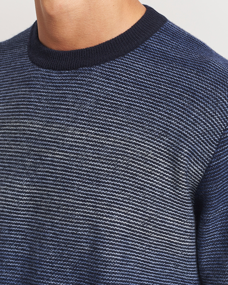 Mies | Puserot | Altea | Jacquard Stripe Sweater Navy