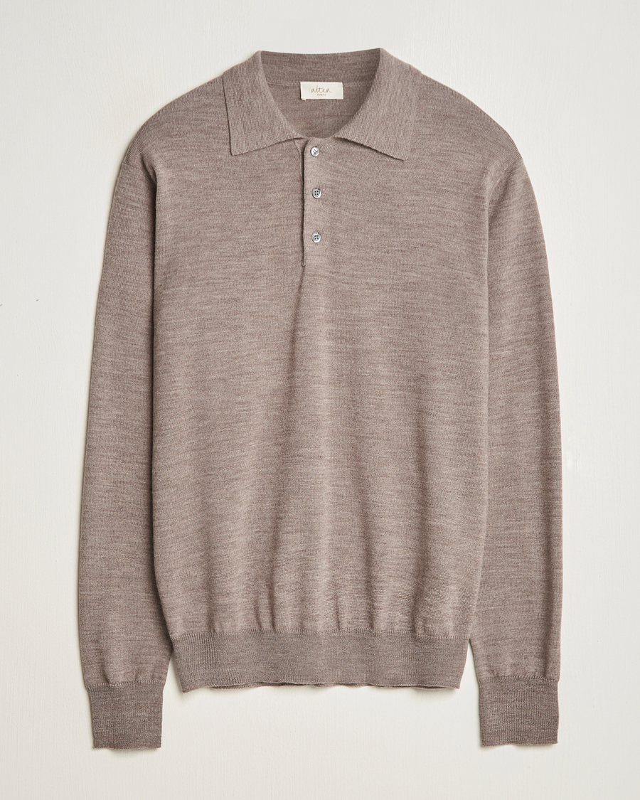 Mies | Puserot | Altea | Merino Long Sleeve Polo Beige