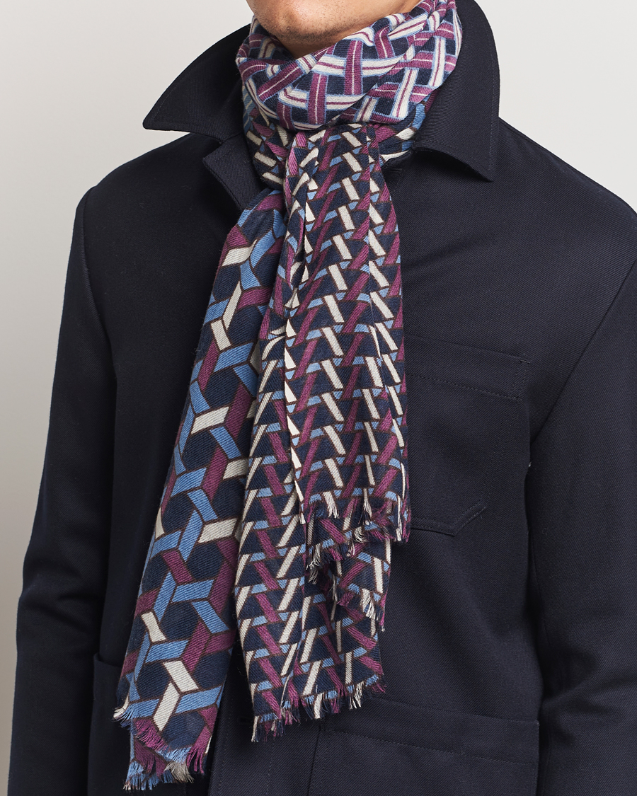 Mies | Altea Printed Wool Scarf Navy | Altea | Printed Wool Scarf Navy