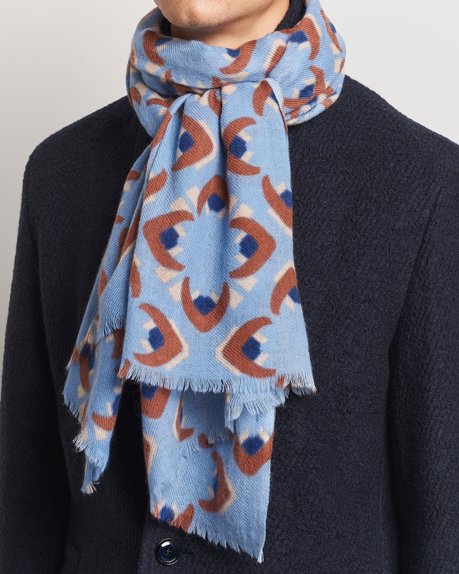 Mies | Altea Printed Wool/Cashmere Scarf Light Blue | Altea | Printed Wool/Cashmere Scarf Light Blue