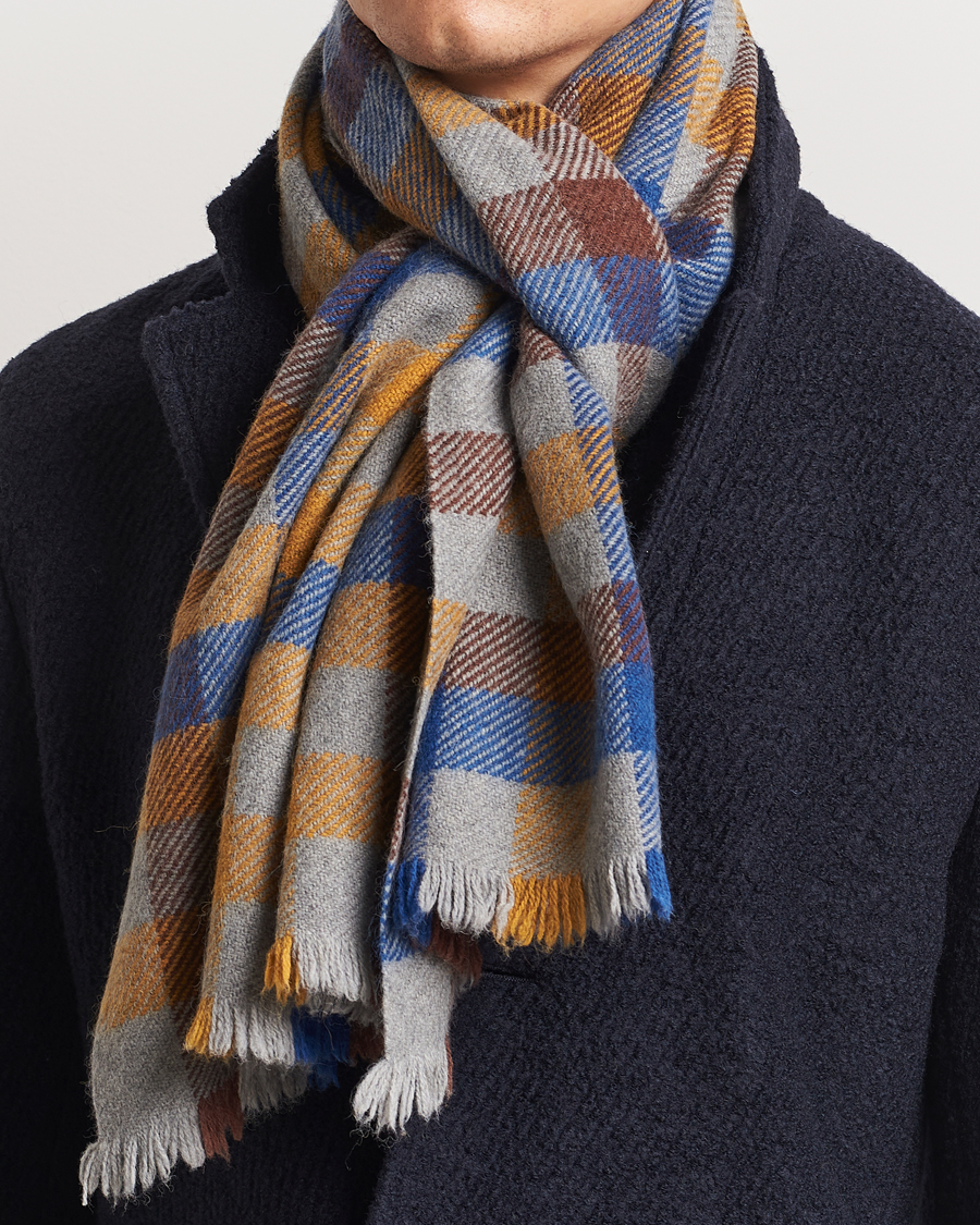 Mies | Altea Check Wool Scarf Yellow/Beige | Altea | Check Wool Scarf Yellow/Beige