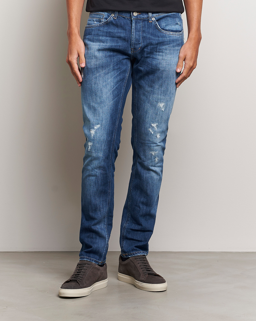 Mies | Farkut | Dondup | George Light Distressed Jeans Medium Blue