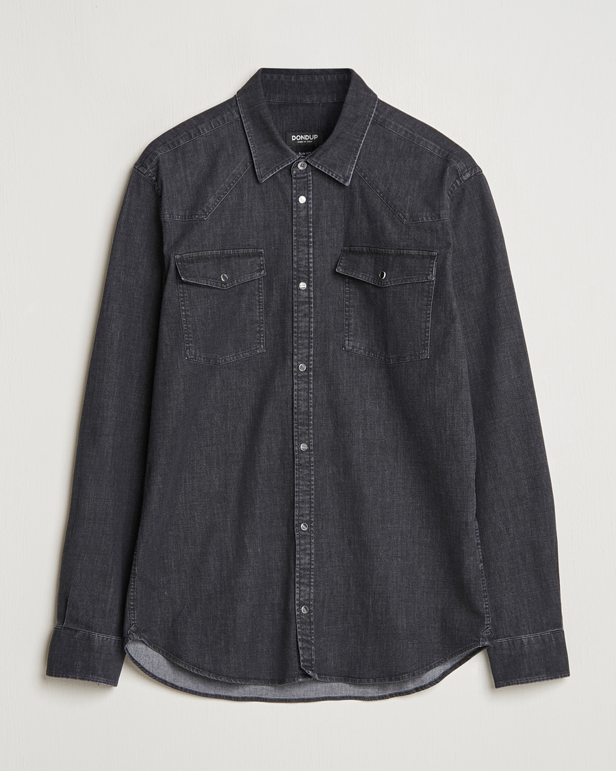 Mies | Kauluspaidat | Dondup | Slim Fit Denim Shirt Washed Black