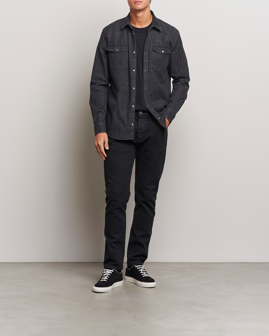Mies | Kauluspaidat | Dondup | Slim Fit Denim Shirt Washed Black