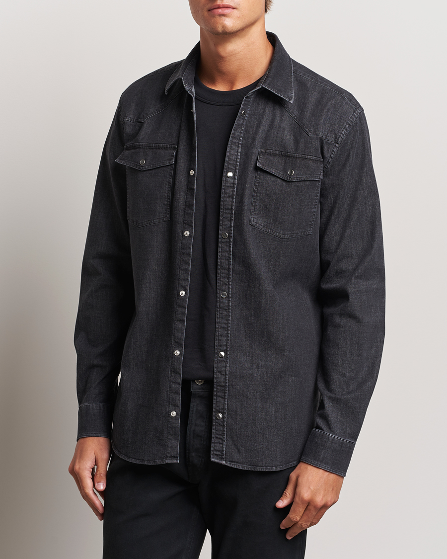 Mies | Kauluspaidat | Dondup | Slim Fit Denim Shirt Washed Black