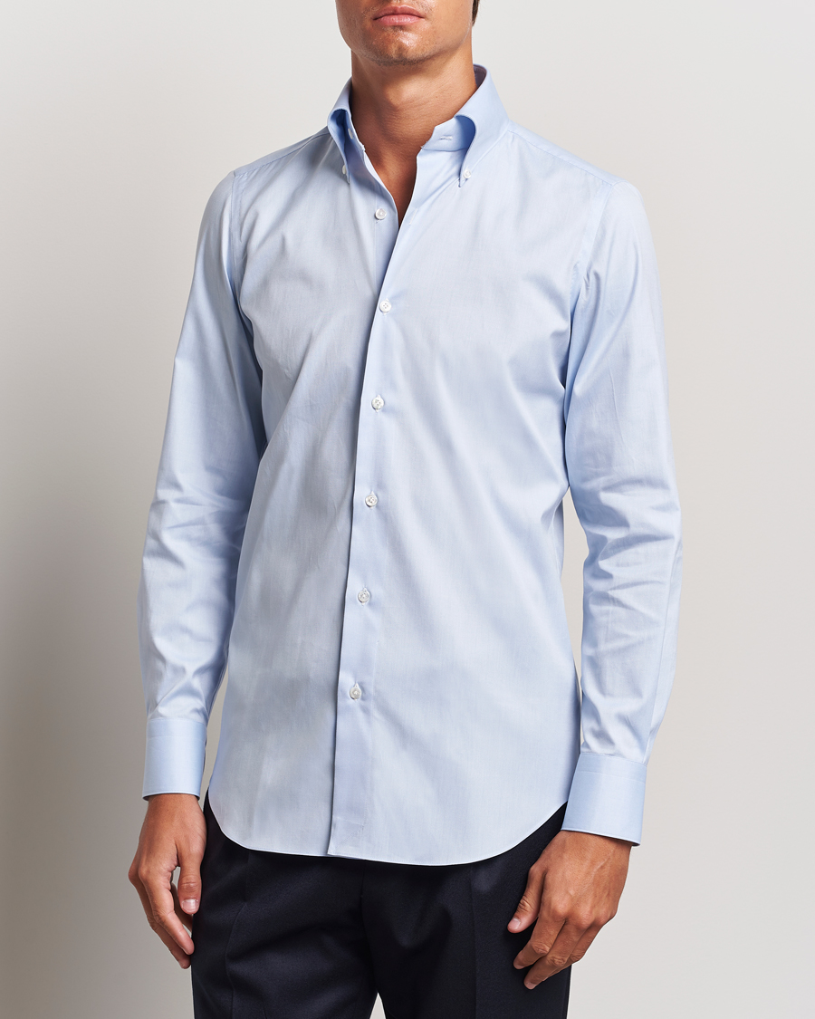 Mies | Kauluspaidat | Finamore Napoli | Milano Slim Oxford Button Down Shirt Light Blue