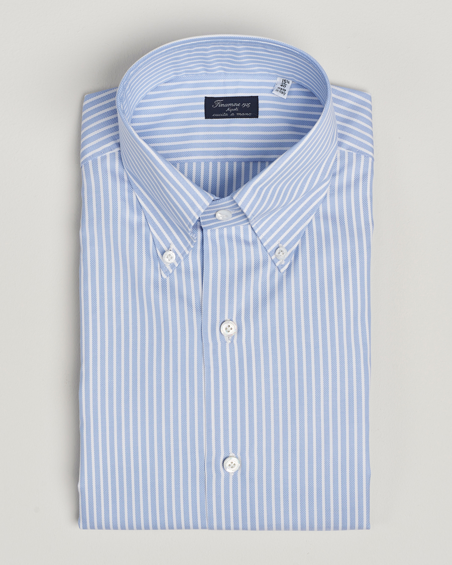 Mies | Kauluspaidat | Finamore Napoli | Milano Slim Oxford Button Down Shirt Blue Stripe