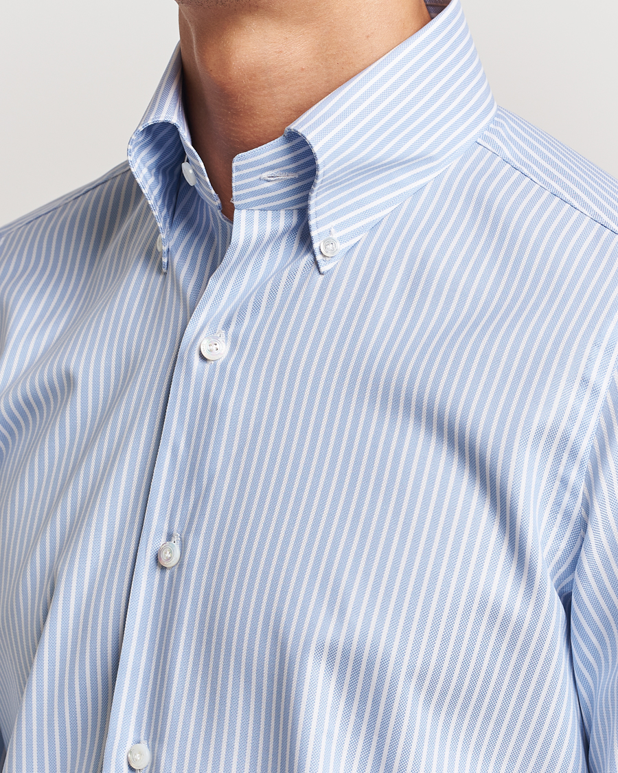Mies | Kauluspaidat | Finamore Napoli | Milano Slim Oxford Button Down Shirt Blue Stripe