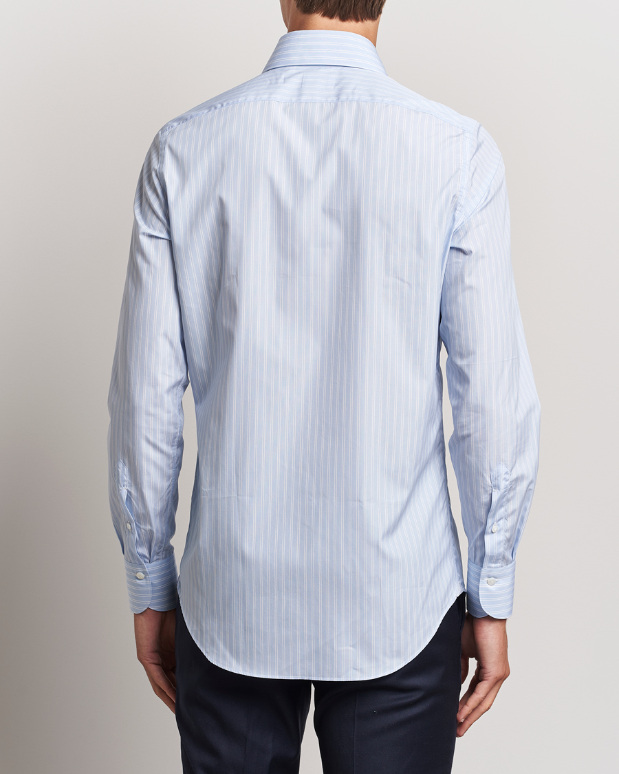 Mies | Kauluspaidat | Finamore Napoli | Milano Slim Giza 170 Striped Dress Shirt Blue