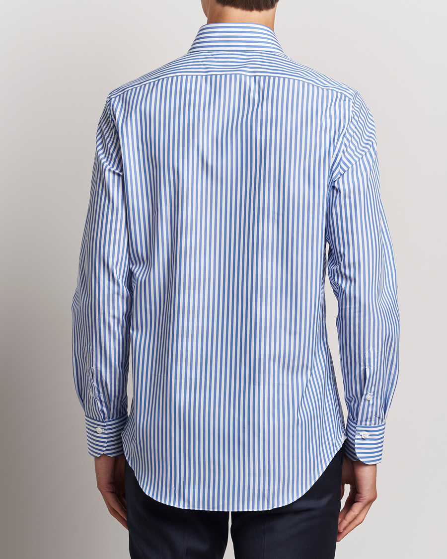 Mies | Kauluspaidat | Finamore Napoli | Milano Slim Giza 170 Striped Dress Shirt Blue