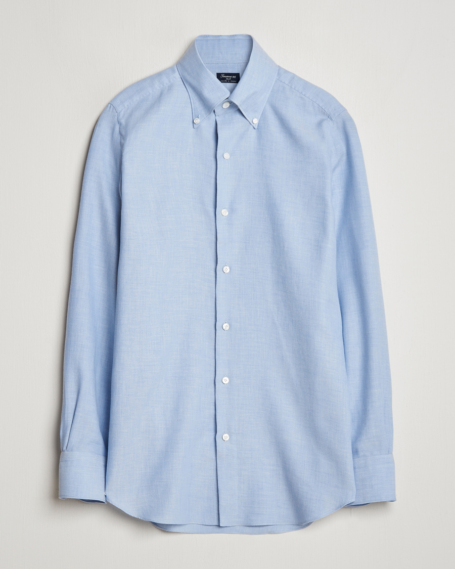 Mies | Kauluspaidat | Finamore Napoli | Milano Slim Cashmere BD Shirt Light Blue
