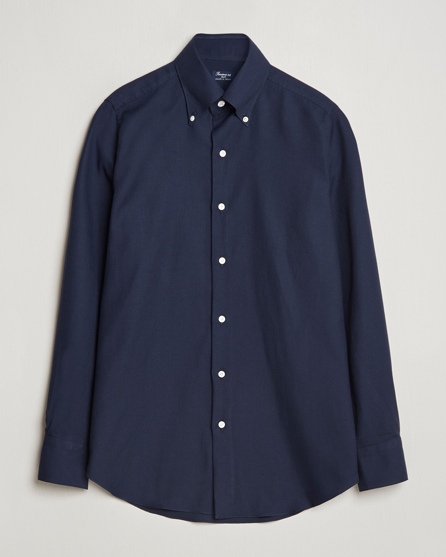 Mies | Kauluspaidat | Finamore Napoli | Milano Slim Cashmere BD Shirt Navy