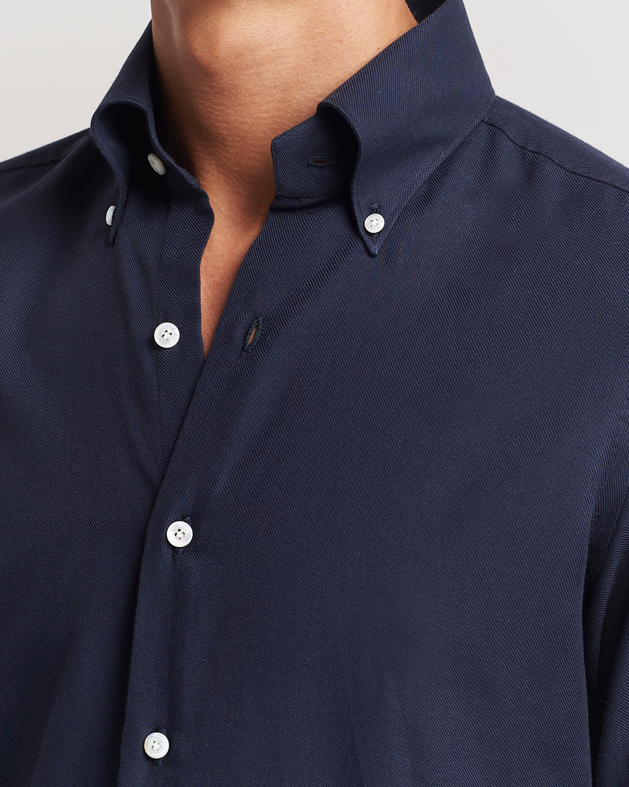 Mies | Kauluspaidat | Finamore Napoli | Milano Slim Cashmere BD Shirt Navy