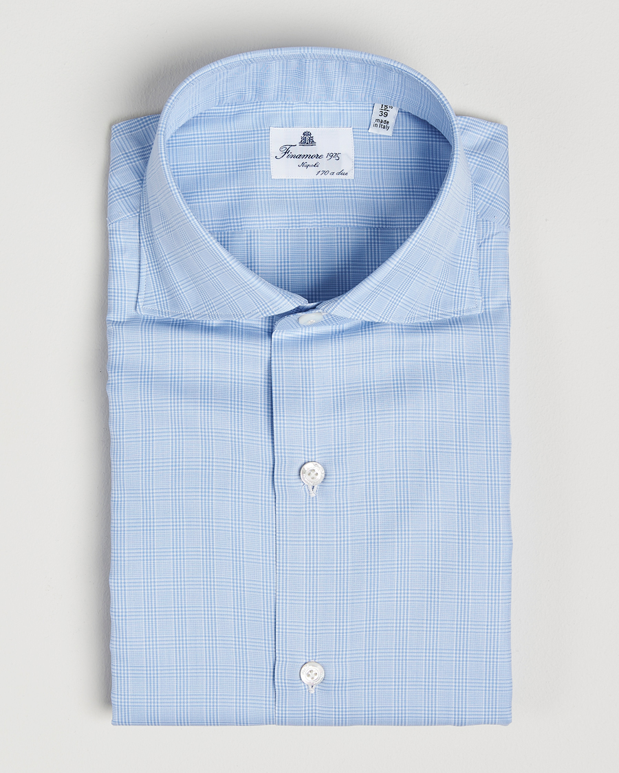 Mies | Kauluspaidat | Finamore Napoli | Milano Slim Giza 170 Dress Shirt Blue Check