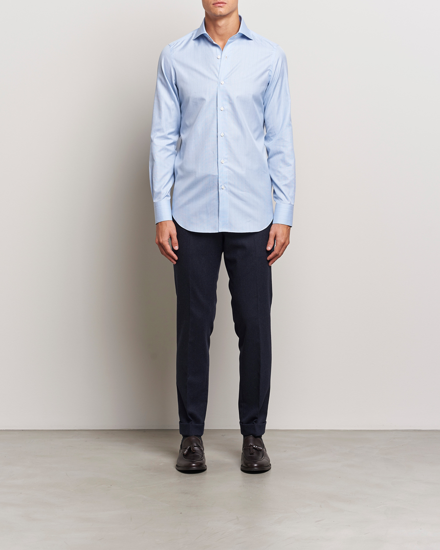 Mies | Kauluspaidat | Finamore Napoli | Milano Slim Giza 170 Dress Shirt Blue Check