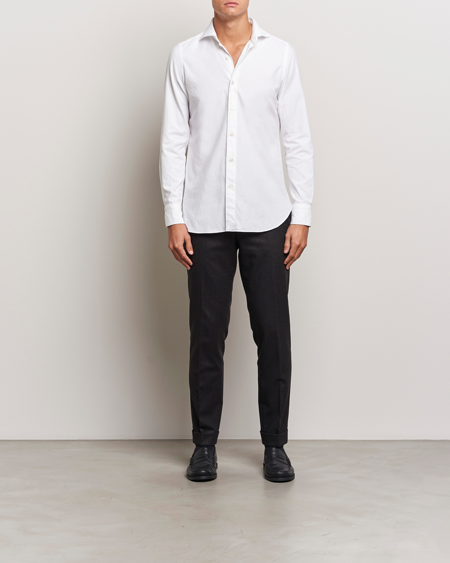 Mies | Kauluspaidat | Finamore Napoli | Gaeta Flannel Shirt White