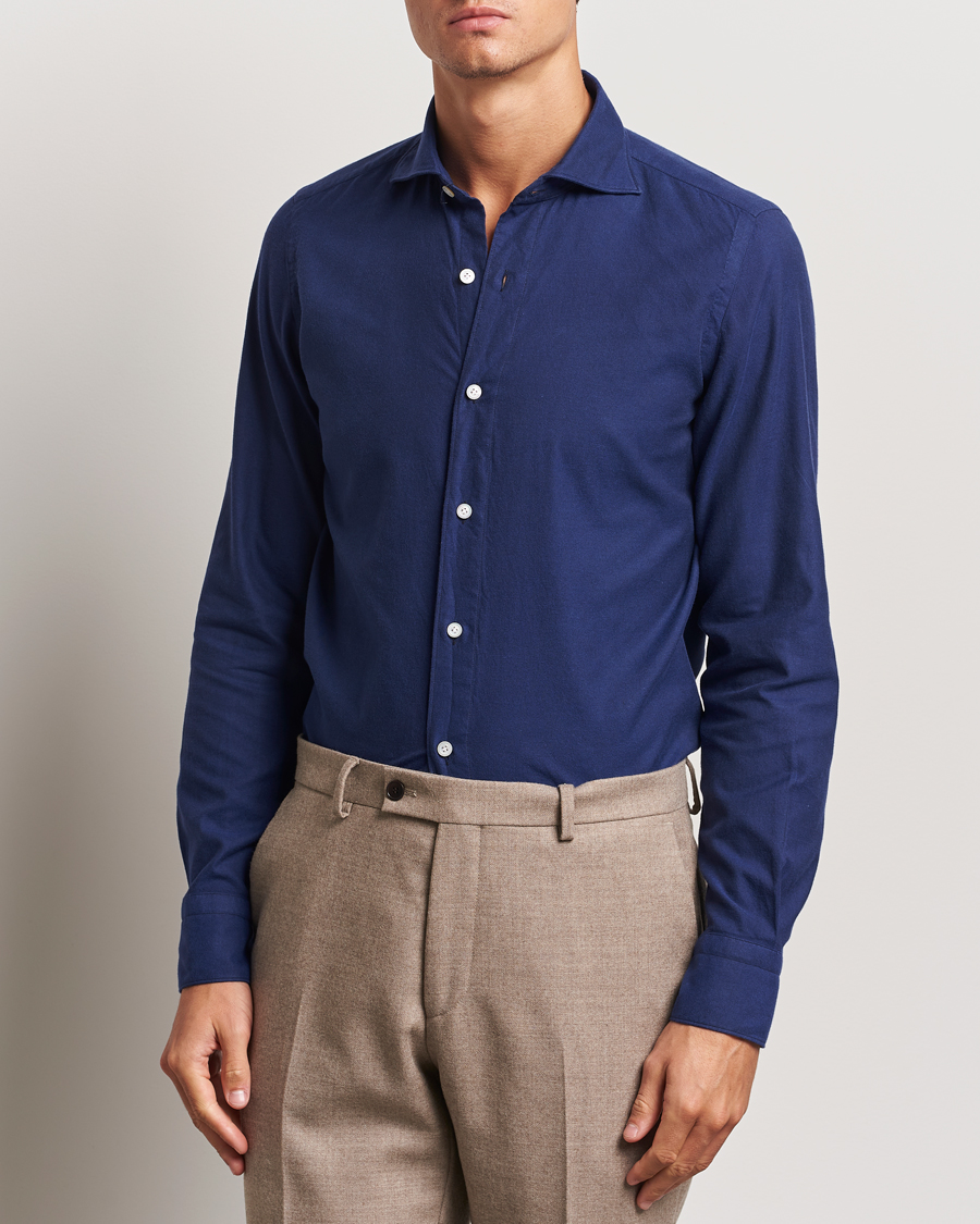 Mies | Kauluspaidat | Finamore Napoli | Gaeta Flannel Shirt Navy