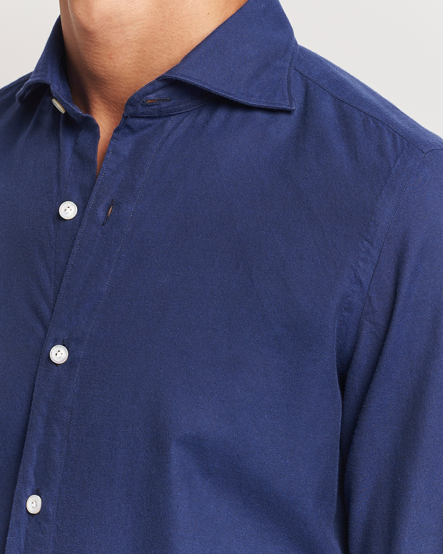 Mies | Kauluspaidat | Finamore Napoli | Gaeta Flannel Shirt Navy