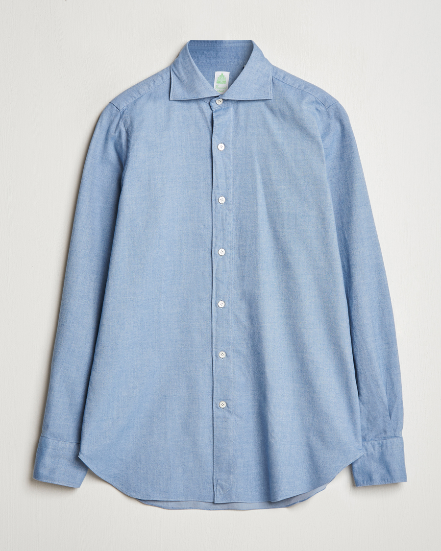 Mies | Kauluspaidat | Finamore Napoli | Gaeta Flannel Shirt Light Blue