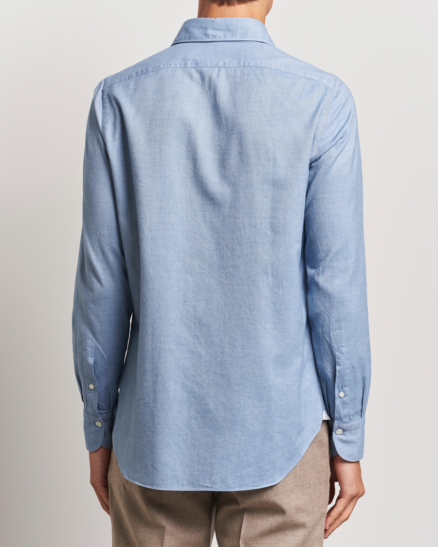 Mies | Kauluspaidat | Finamore Napoli | Gaeta Flannel Shirt Light Blue
