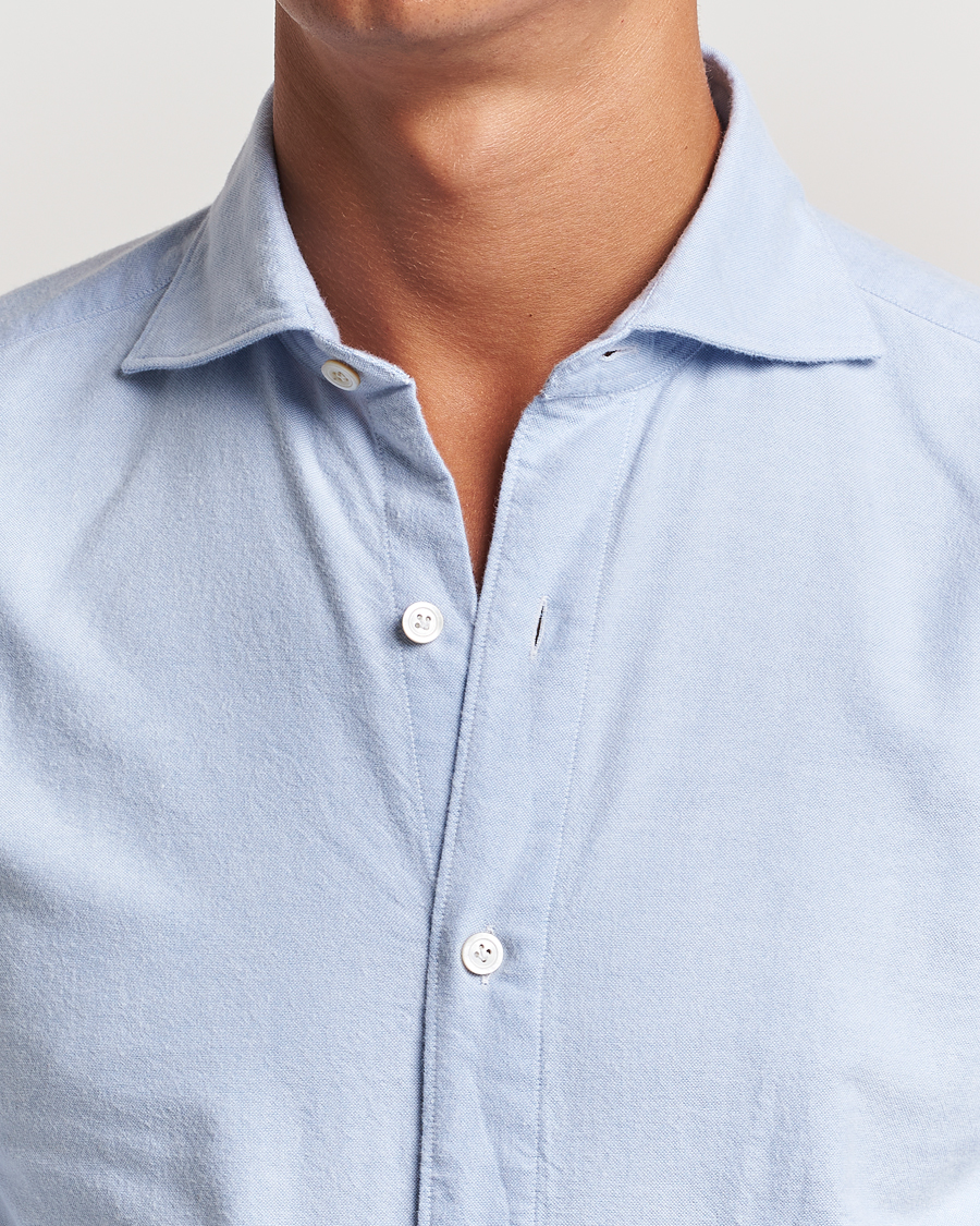 Mies | Kauluspaidat | Finamore Napoli | Gaeta Brushed Oxford Shirt Light Blue