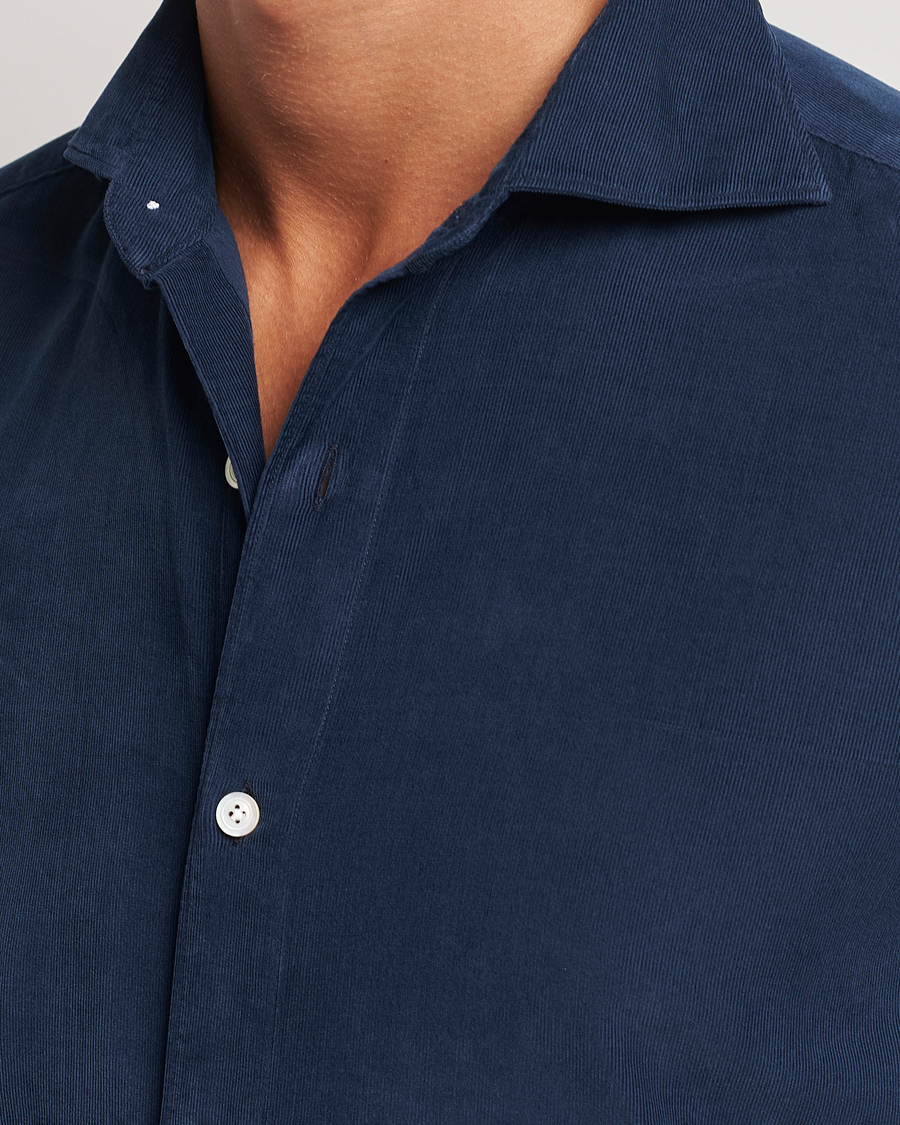 Mies | Kauluspaidat | Finamore Napoli | Gaeta Corduroy Shirt Navy