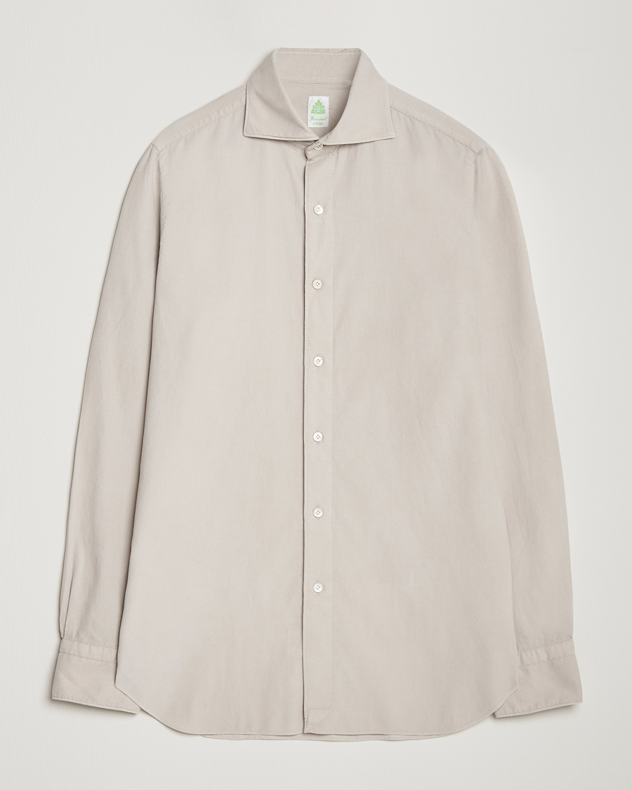 Mies | Kauluspaidat | Finamore Napoli | Gaeta Corduroy Shirt Light Beige