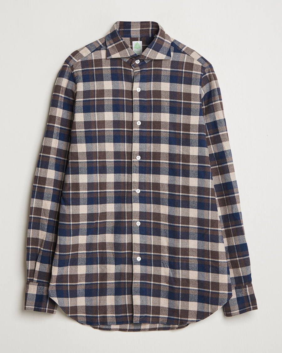 Mies | Kauluspaidat | Finamore Napoli | Gaeta Flannel Shirt Navy Check