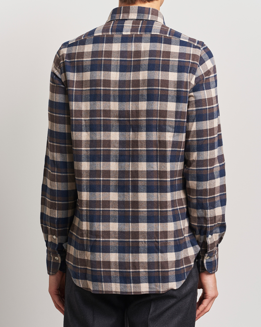 Mies | Kauluspaidat | Finamore Napoli | Gaeta Flannel Shirt Navy Check