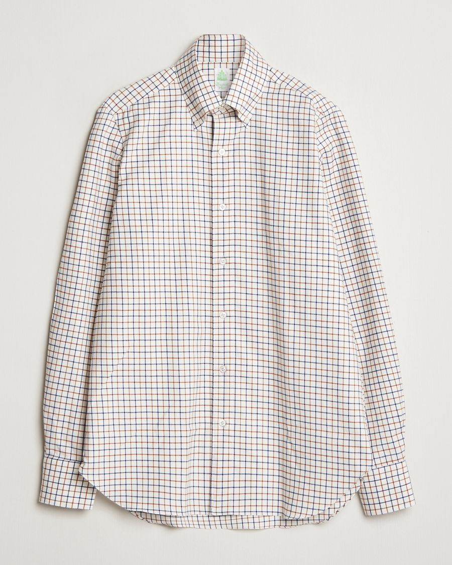 Mies | Kauluspaidat | Finamore Napoli | Gaeta Flannel Shirt Beige Check