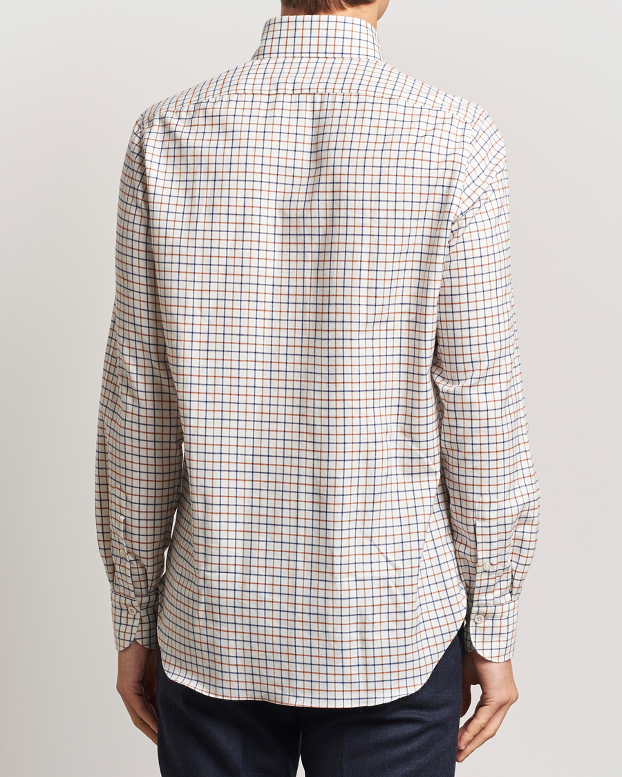 Mies | Kauluspaidat | Finamore Napoli | Gaeta Flannel Shirt Beige Check