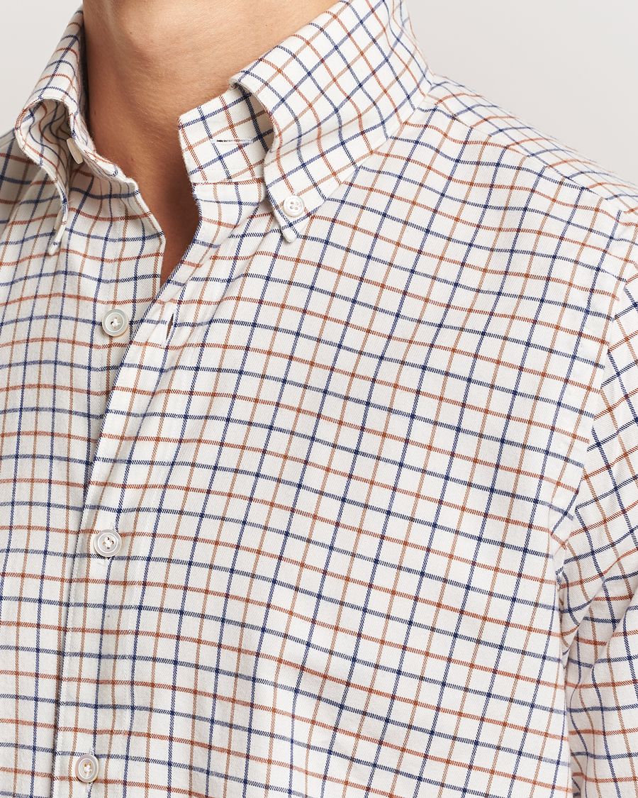 Mies | Kauluspaidat | Finamore Napoli | Gaeta Flannel Shirt Beige Check