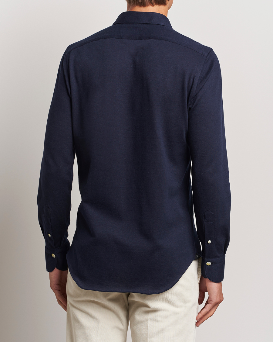 Mies | Kauluspaidat | Finamore Napoli | Cotton/Cashmere Jersey Shirt Navy
