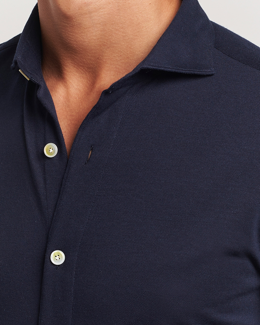 Mies | Kauluspaidat | Finamore Napoli | Cotton/Cashmere Jersey Shirt Navy
