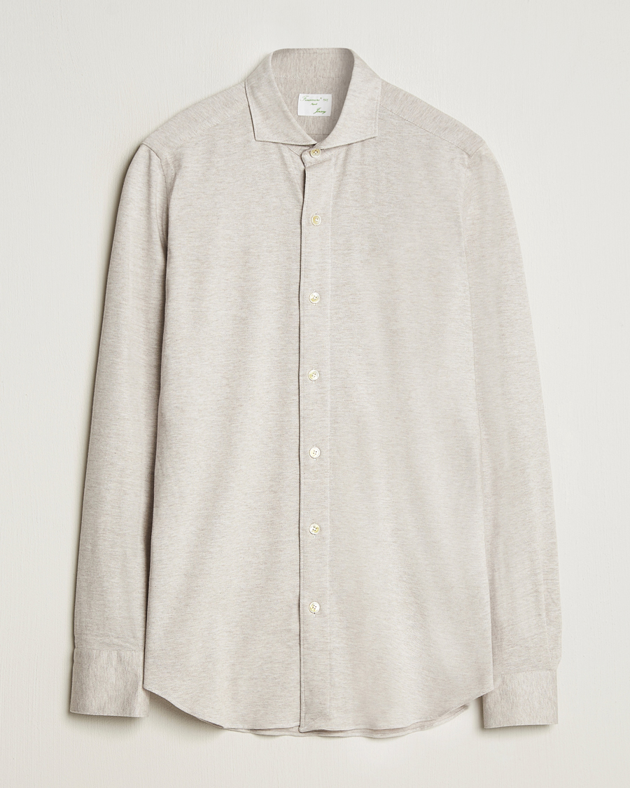 Mies | Kauluspaidat | Finamore Napoli | Cotton/Cashmere Jersey Shirt Beige