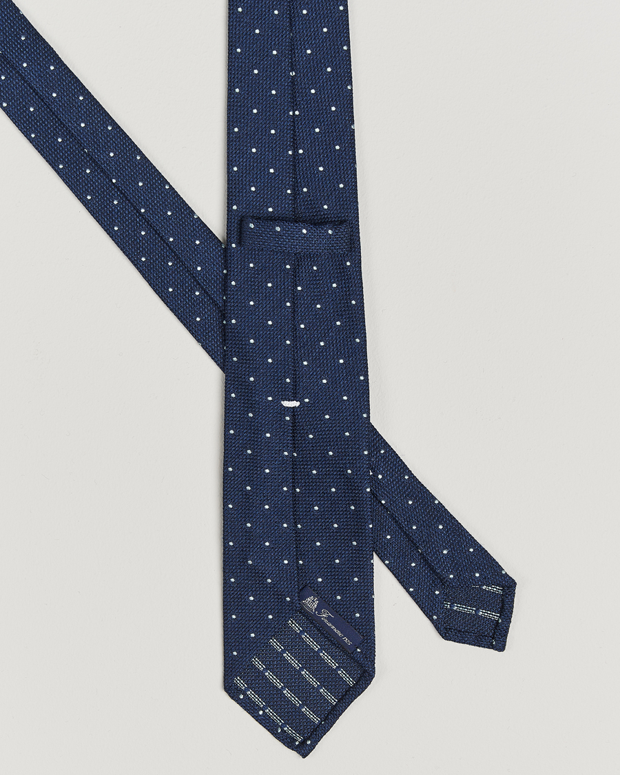 Mies | Finamore Napoli Wool/Silk Grenadine Dot Tie Navy | Finamore Napoli | Wool/Silk Grenadine Dot Tie Navy