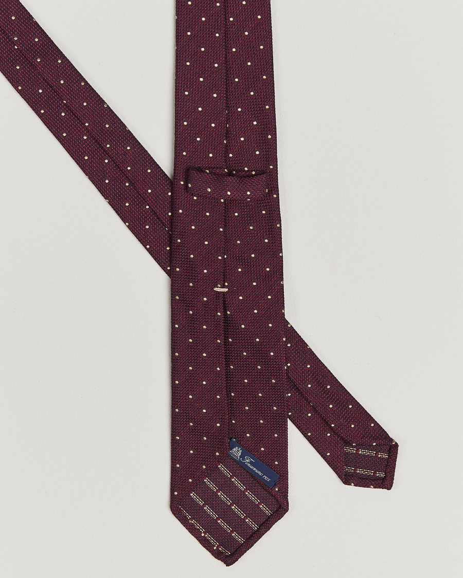 Mies | Finamore Napoli Wool/Silk Grenadine Dot Tie Burgundy | Finamore Napoli | Wool/Silk Grenadine Dot Tie Burgundy