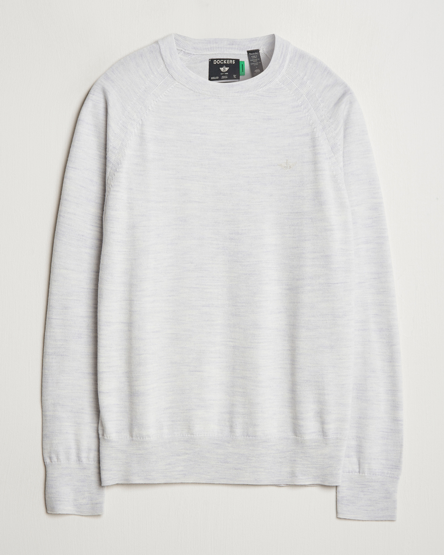 Mies | Puserot | Dockers | Washable Merino Crewneck Light Grey