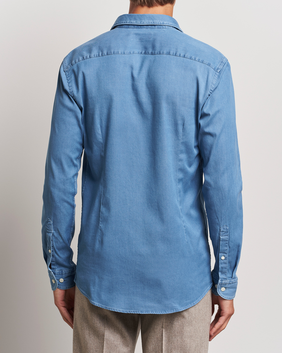 Mies | Kauluspaidat | Eton | Slim Fit Stretch Denim Shirt Blue