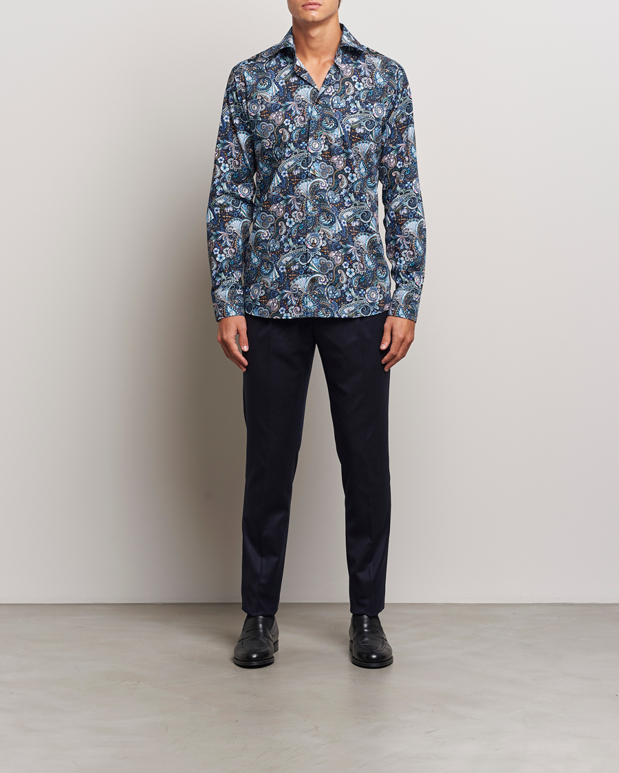 Mies | Kauluspaidat | Eton | Slim Fit Signature Twill Printed Shirt Navy
