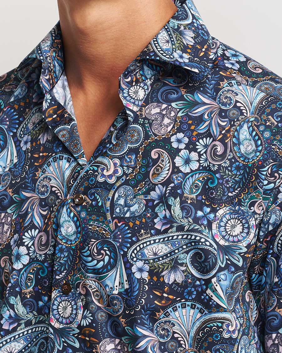 Mies | Kauluspaidat | Eton | Slim Fit Signature Twill Printed Shirt Navy