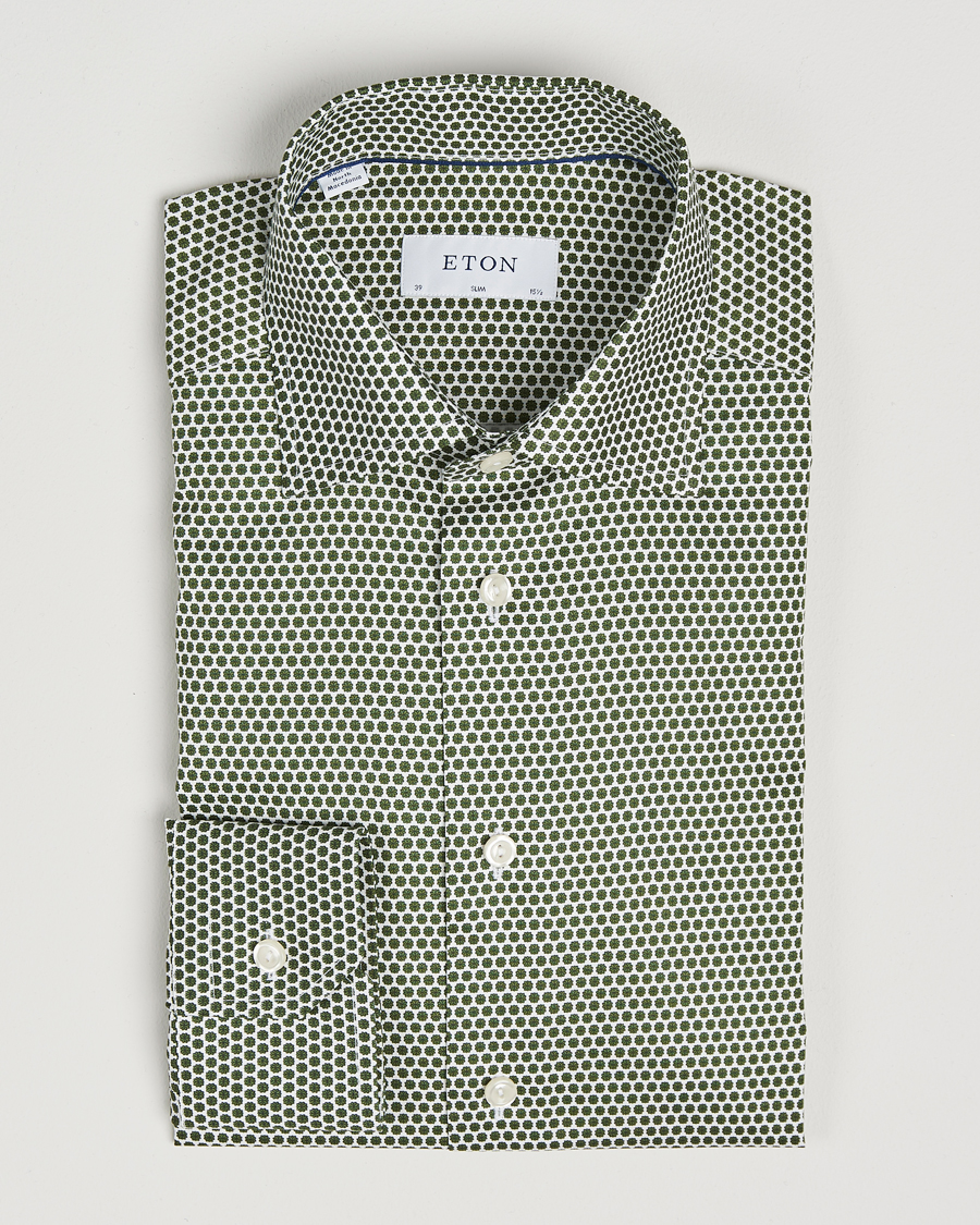 Mies | Kauluspaidat | Eton | Slim Fit Signature Twill Printed Shirt Green