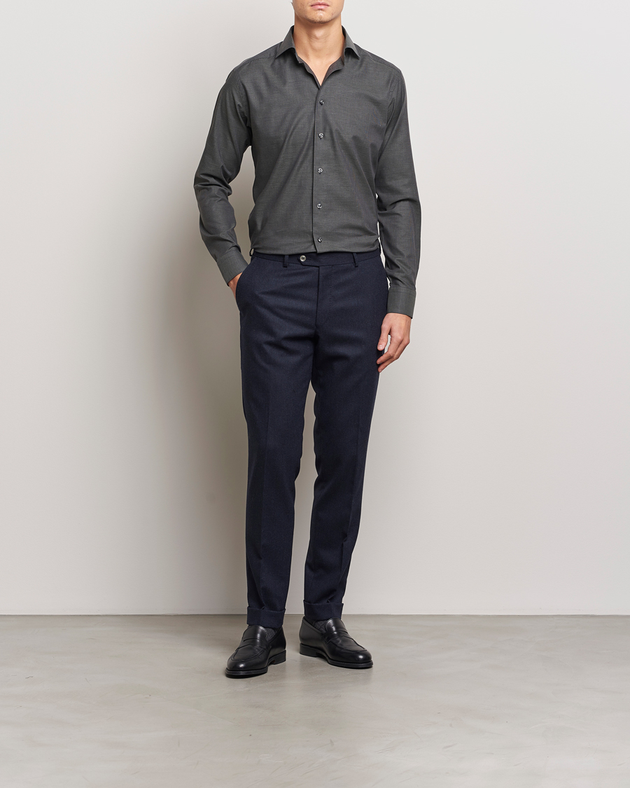 Mies | Kauluspaidat | Eton | Slim Fit Wrinkle Free Flannel Pepita Shirt Green